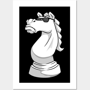 Knight Chess piece at Chess with Sunglasses Posters and Art